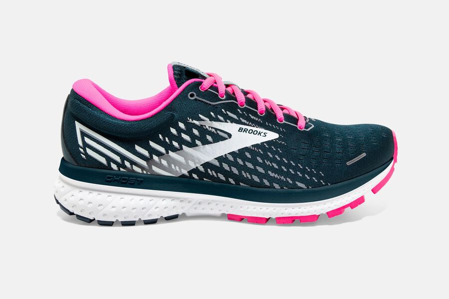 Brooks Women's Ghost 13 Road Running Shoes Reflective Pond/Pink/Ice ( HEBXR4397 )